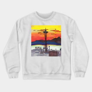 Stunning, intense red Seattle Sunset during wildfires in Canada Crewneck Sweatshirt